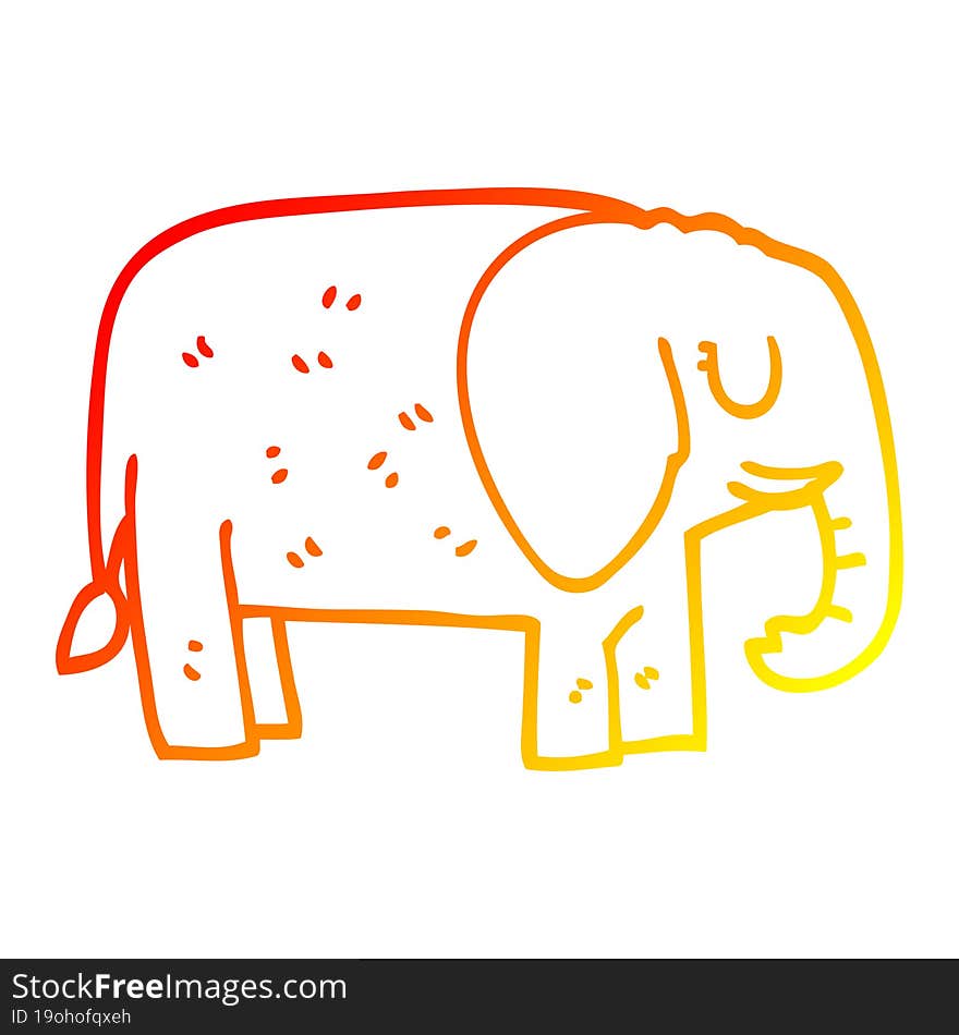 warm gradient line drawing cartoon elephant standing still