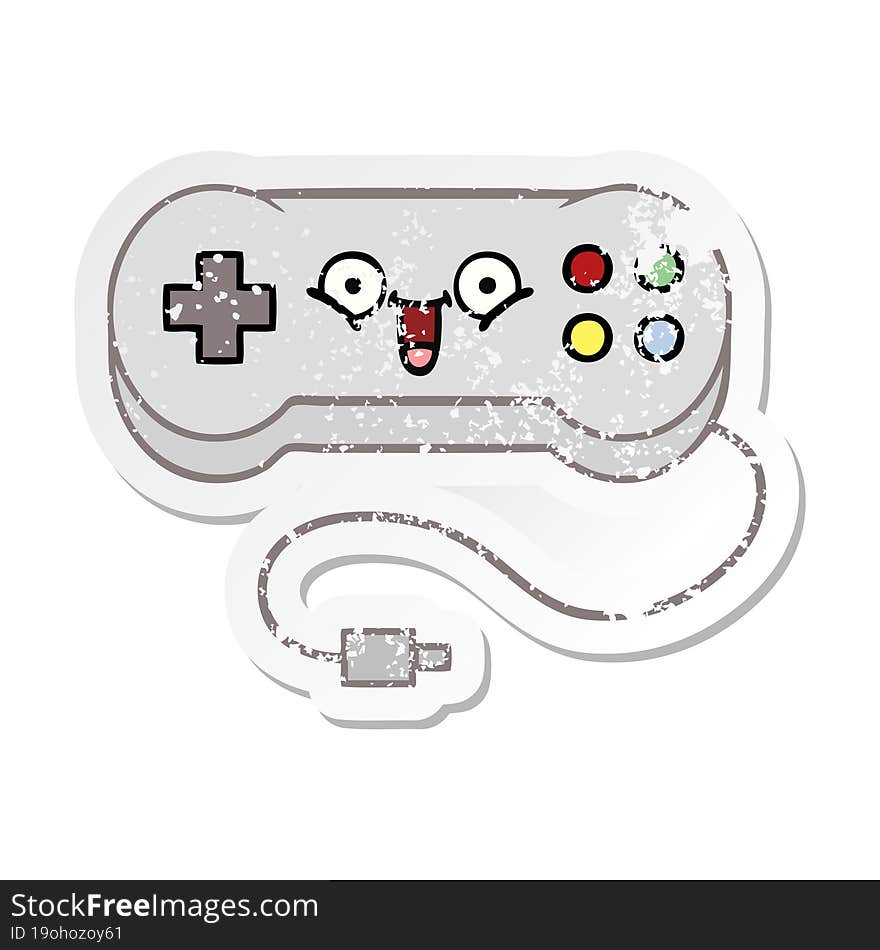 distressed sticker of a cute cartoon game controller