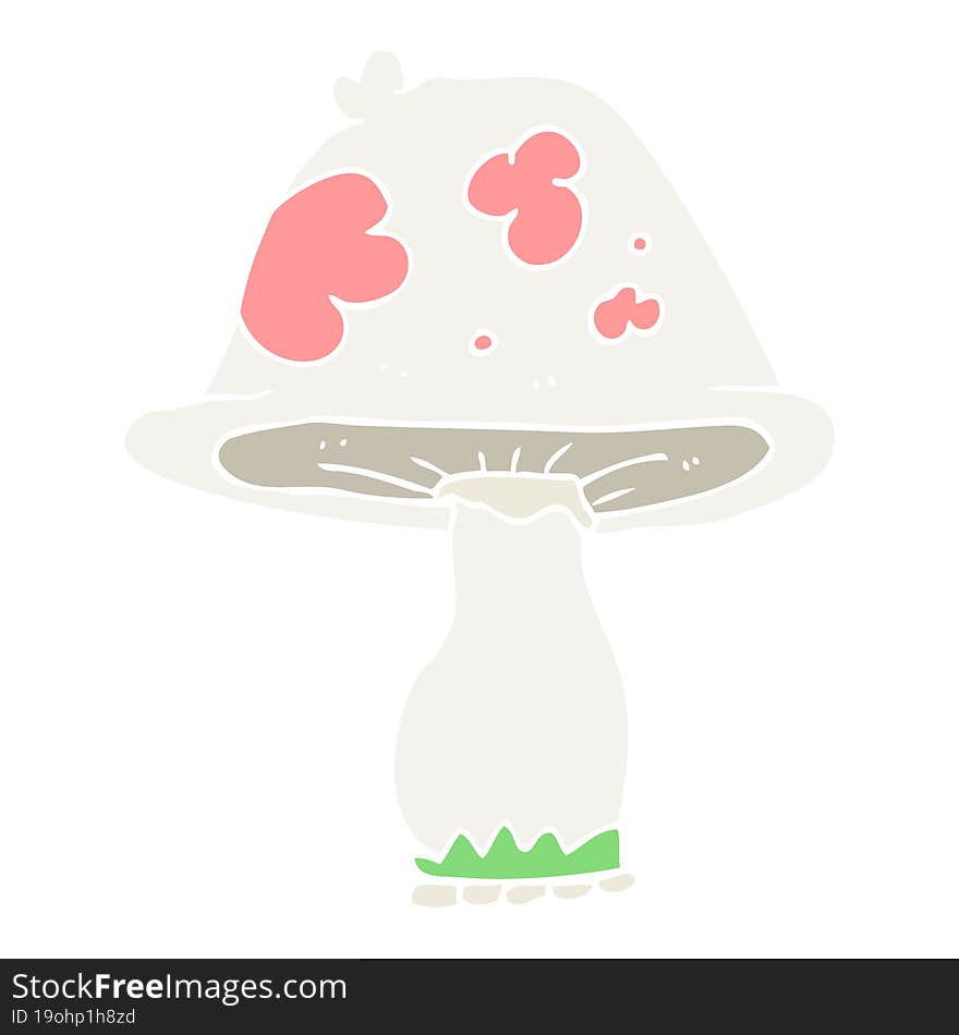 Flat Color Illustration Of A Cartoon Mushroom