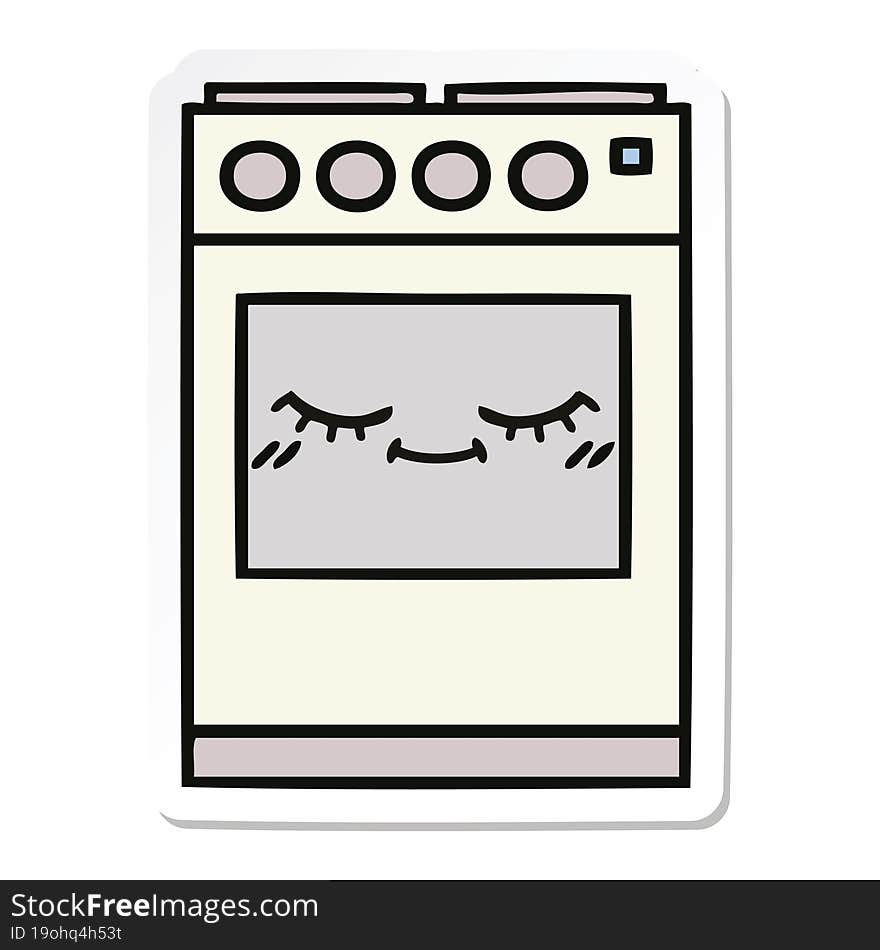 sticker of a cute cartoon kitchen oven