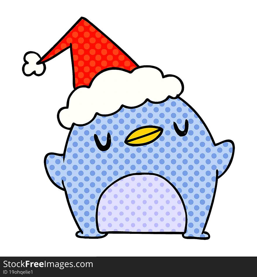 hand drawn christmas cartoon of kawaii penguin