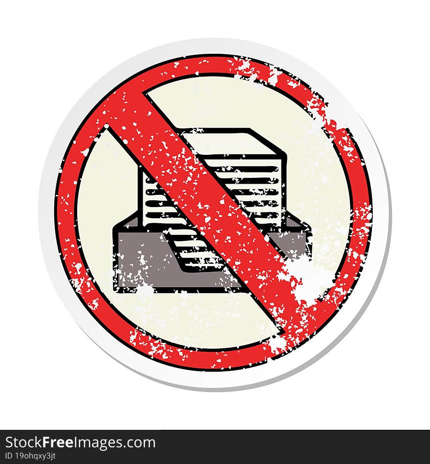 distressed sticker of a cute cartoon paperless office symbol