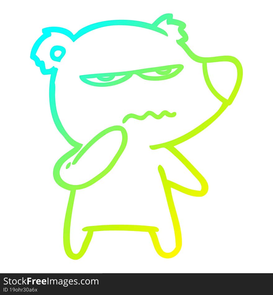 cold gradient line drawing angry bear polar cartoon