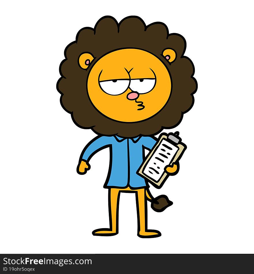 cartoon bored lion manager. cartoon bored lion manager