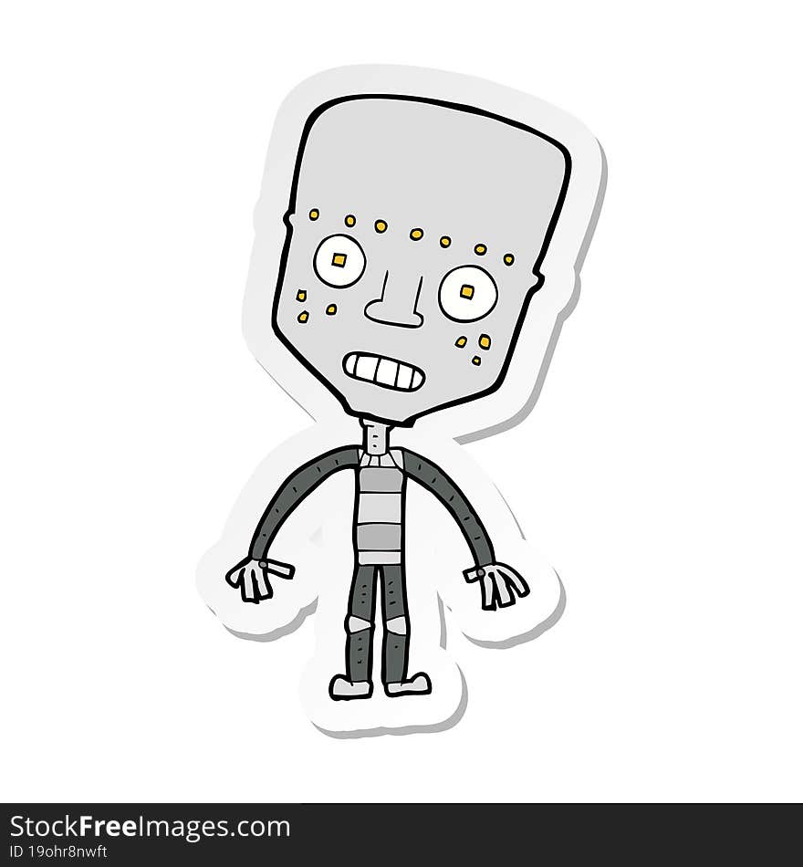 Sticker Of A Cartoon Robot