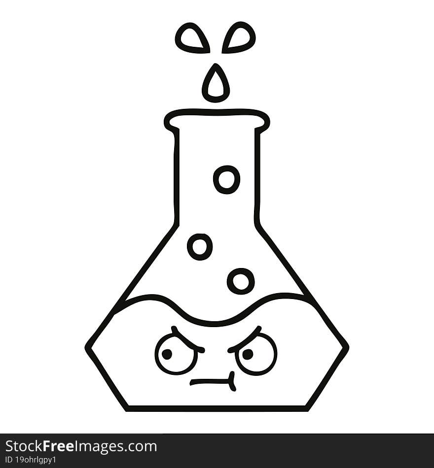 Line Drawing Cartoon Science Beaker