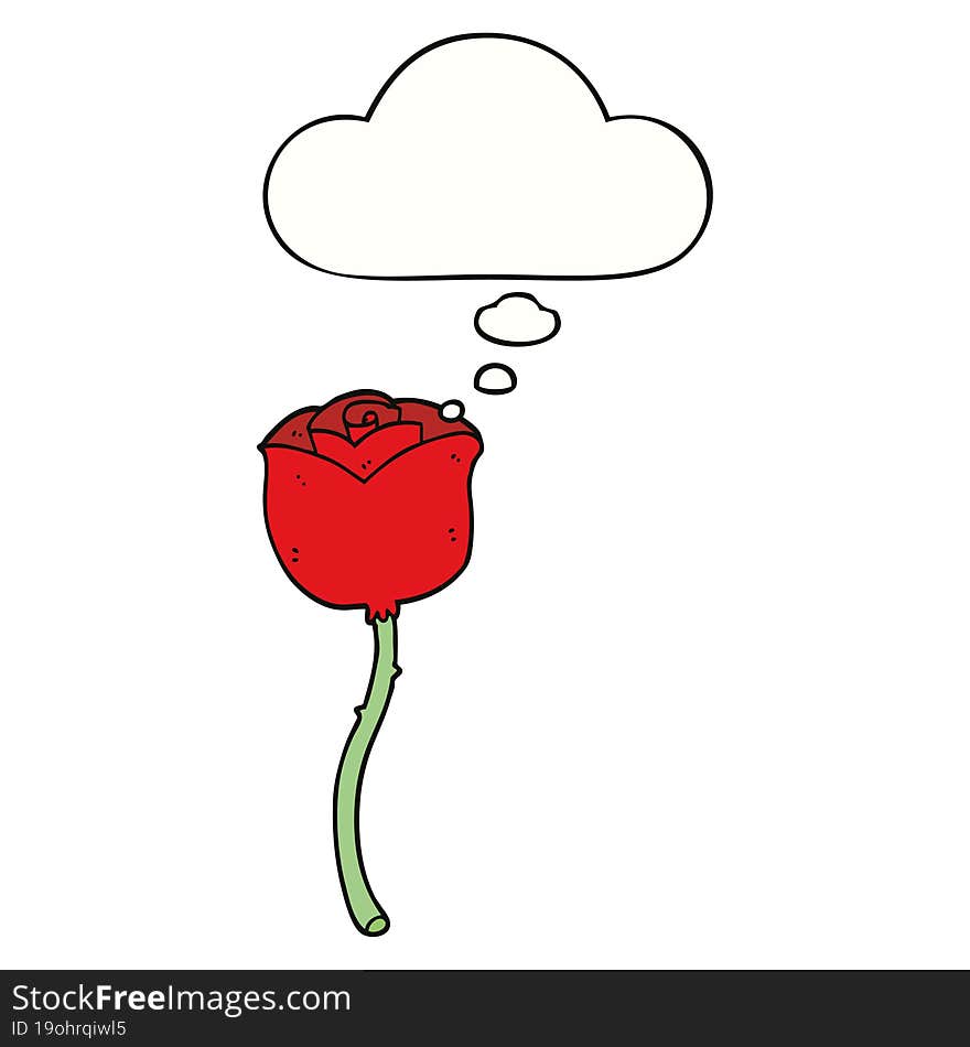 Cartoon Rose And Thought Bubble