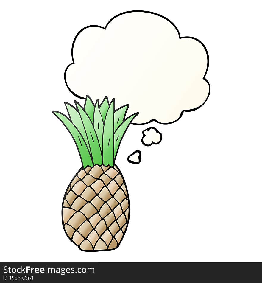 cartoon pineapple and thought bubble in smooth gradient style