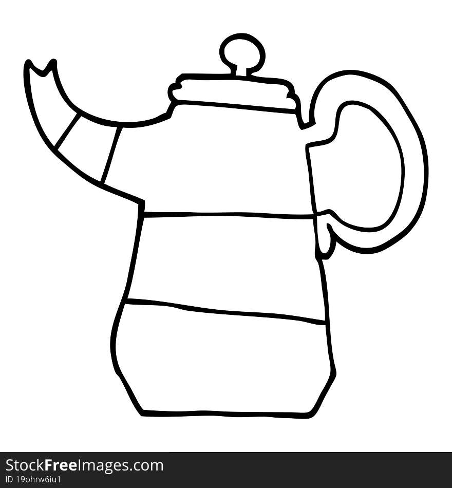 line drawing cartoon coffee pot