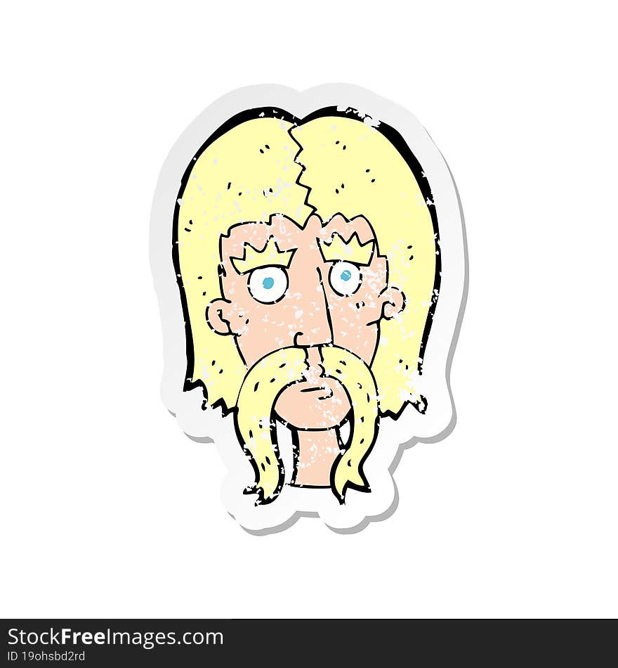 retro distressed sticker of a cartoon man with long mustache