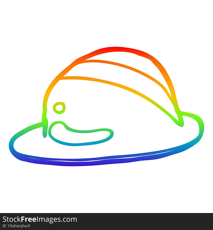 rainbow gradient line drawing cartoon bowler hat