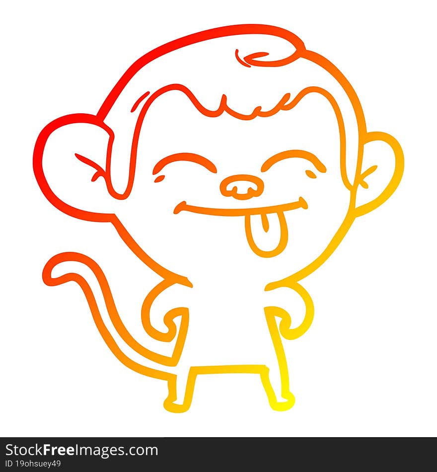 warm gradient line drawing funny cartoon monkey