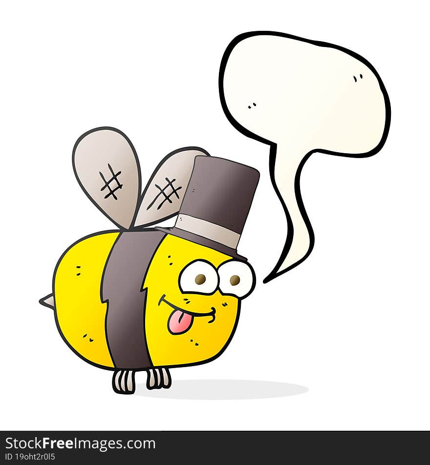 speech bubble cartoon bee wearing hat