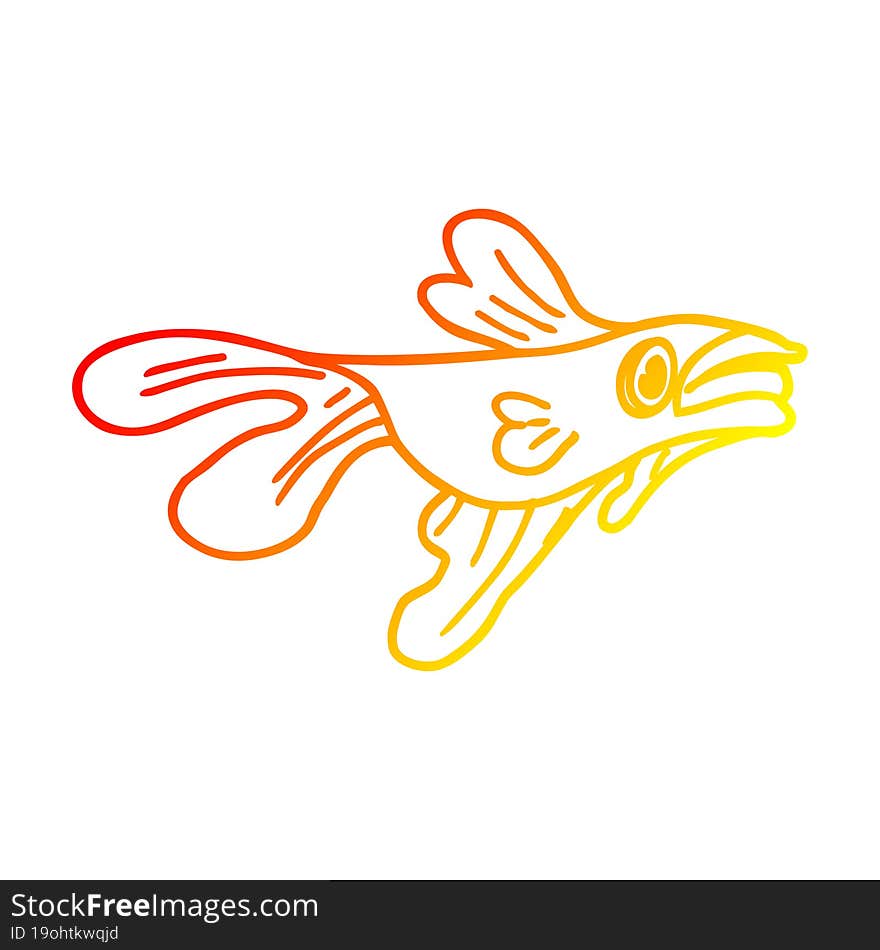 warm gradient line drawing cartoon fighting fish