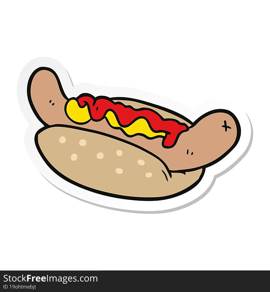 sticker of a cartoon hot dog