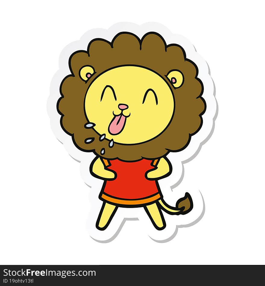 sticker of a happy cartoon lion