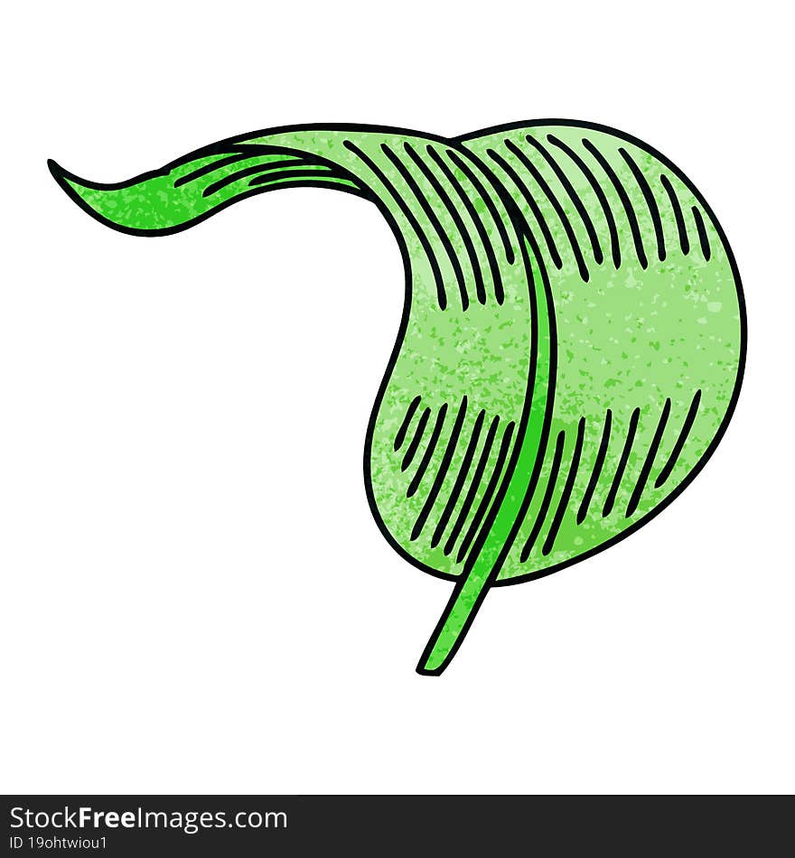 quirky hand drawn cartoon blowing leaf