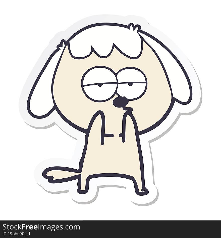 sticker of a cartoon bored dog