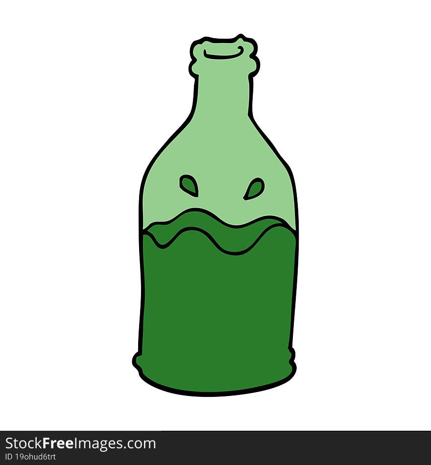 Cartoon Doodle Green Bottle