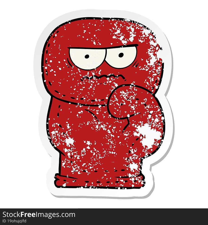 Distressed Sticker Of A Cartoon Boxing Glove