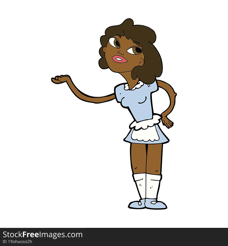 cartoon waitress serving