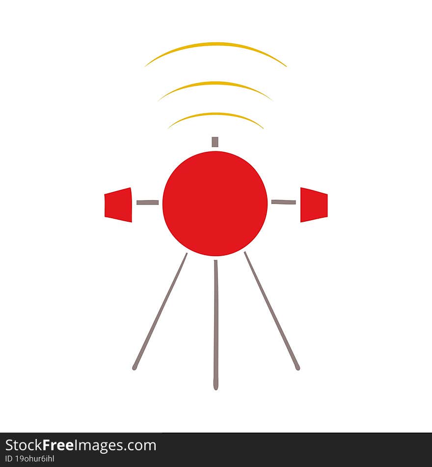 flat color retro cartoon satellite