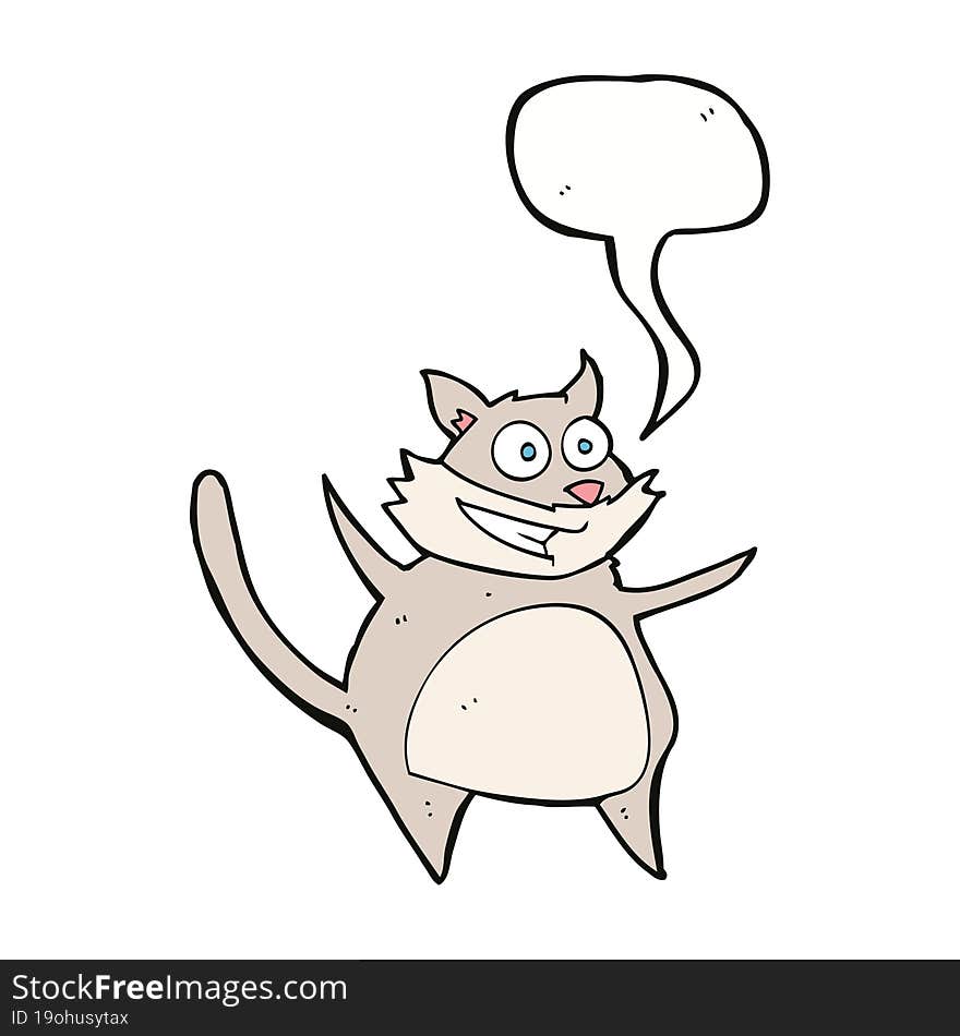 funny cartoon cat with speech bubble