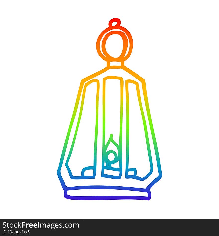 Rainbow Gradient Line Drawing Cartoon Lantern