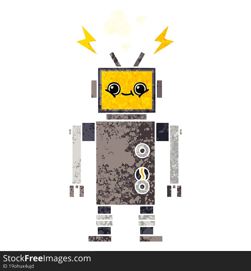 Retro Illustration Style Cartoon Robot