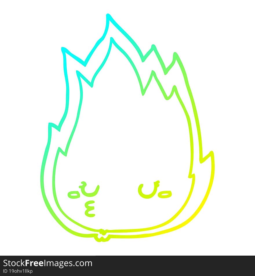 cold gradient line drawing cute cartoon fire