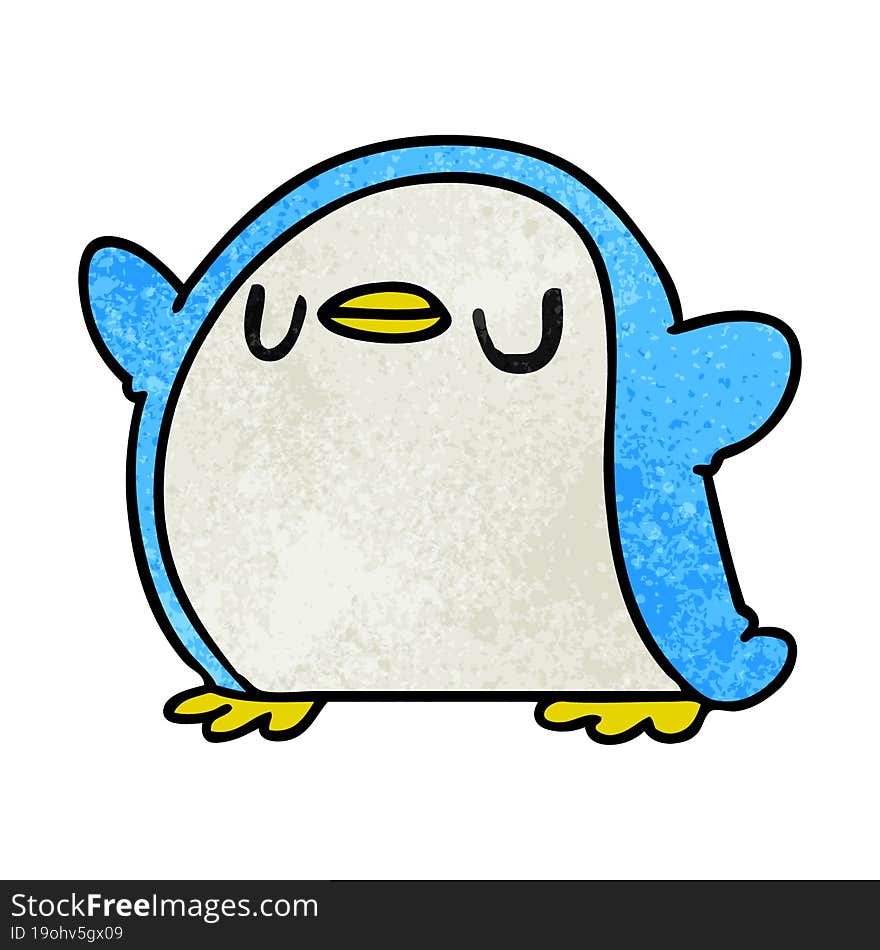 textured cartoon kawaii of a cute penguin