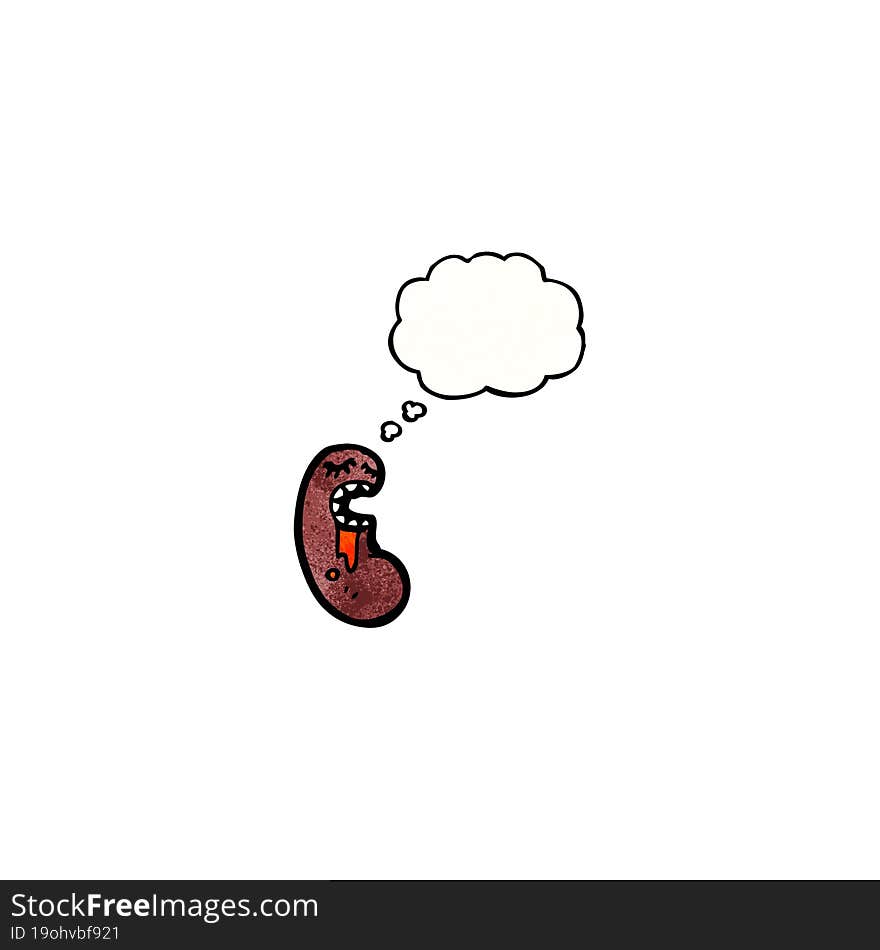 cartoon kidney with thought bubble