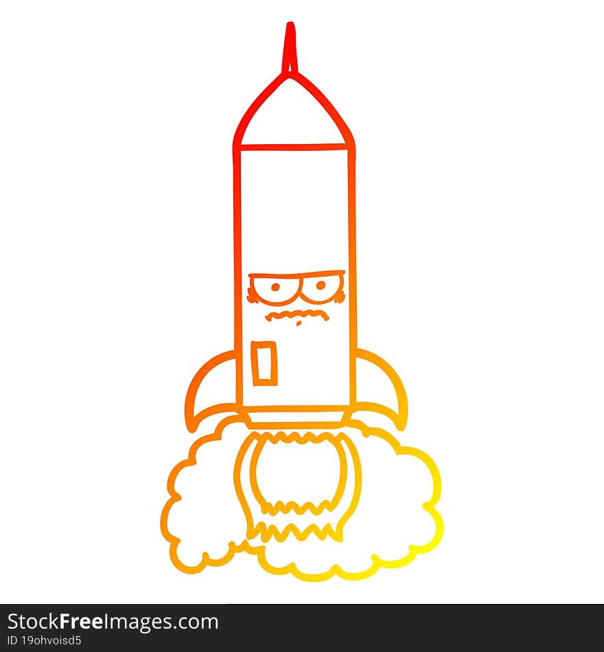 warm gradient line drawing cartoon rocket