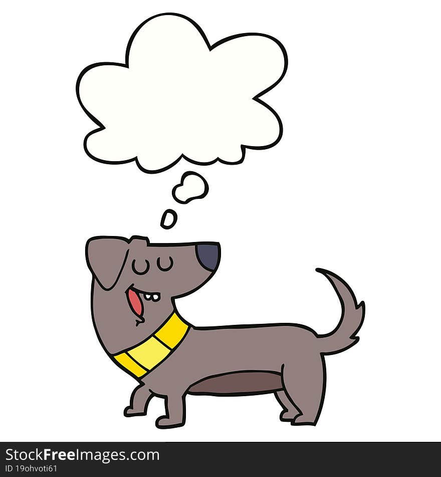 cartoon dog with thought bubble. cartoon dog with thought bubble