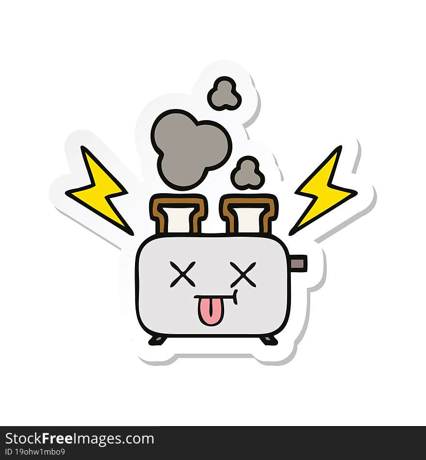 sticker of a cute cartoon of a toaster