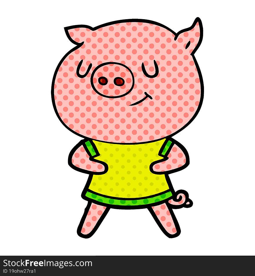 happy cartoon pig. happy cartoon pig