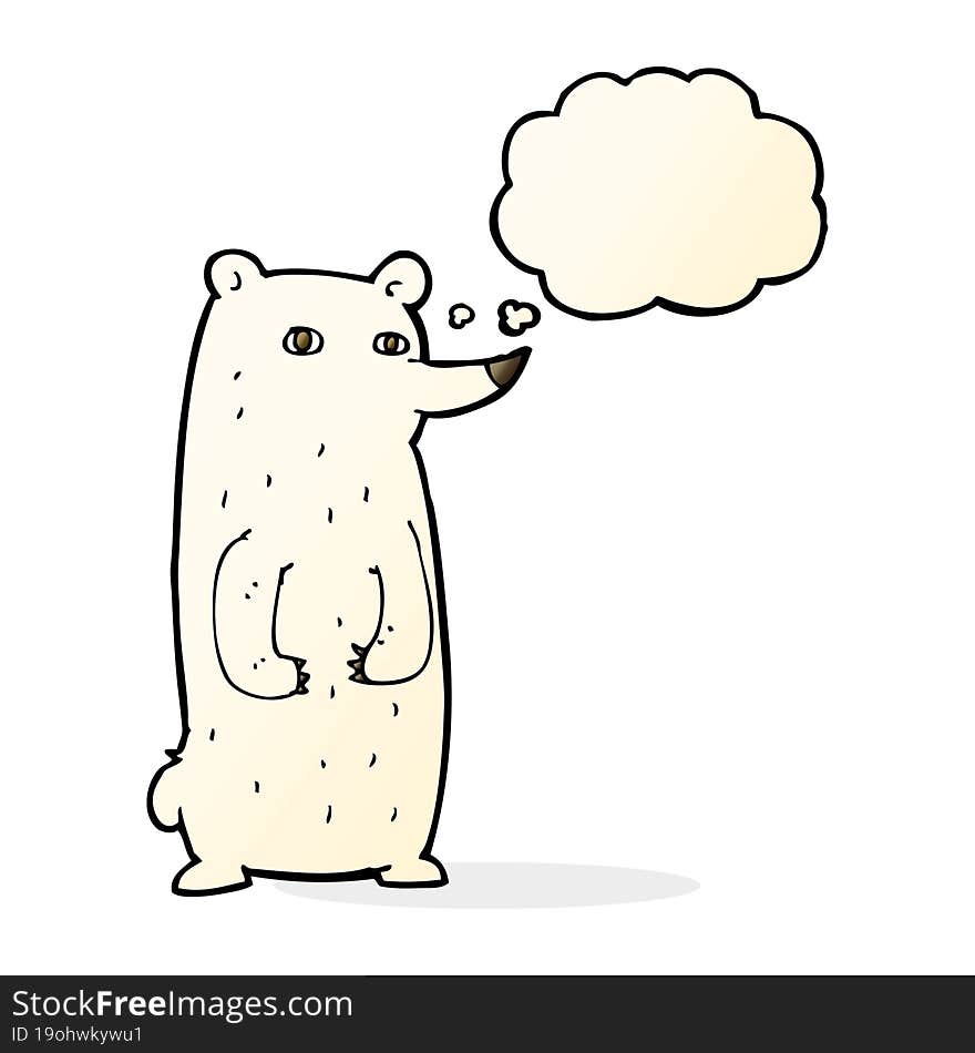 funny cartoon polar bear with thought bubble