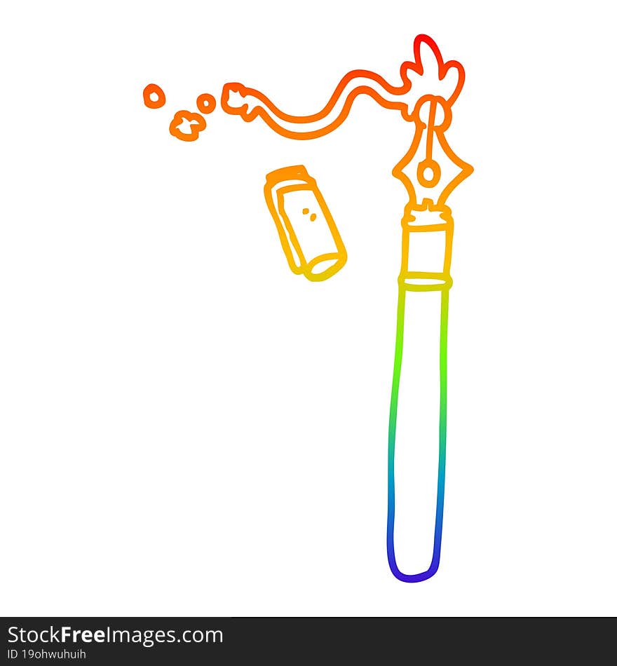 Rainbow Gradient Line Drawing Cartoon Fountain Pen