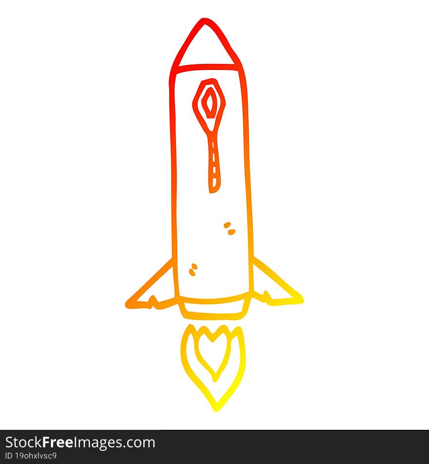 warm gradient line drawing cartoon space rocket