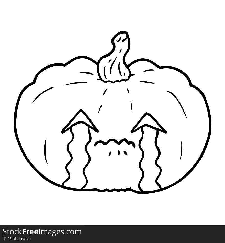 cartoon crying halloween pumpkin. cartoon crying halloween pumpkin