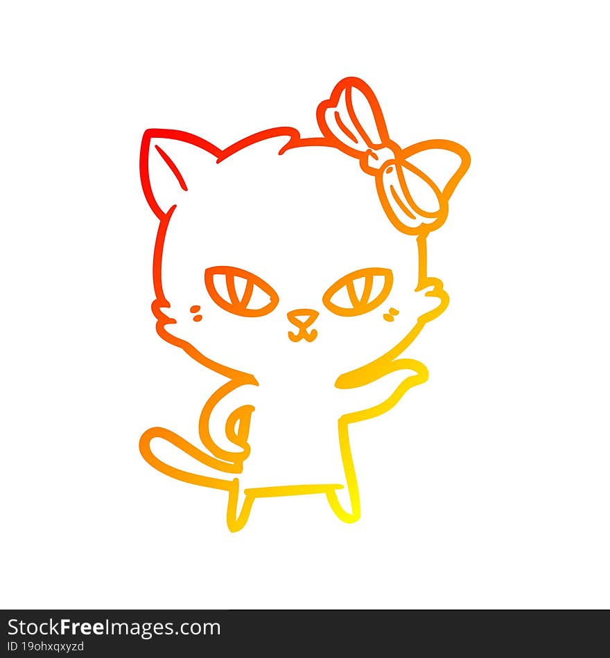 warm gradient line drawing cute cartoon cat