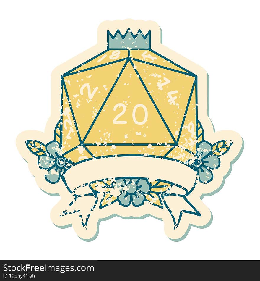 natural 20 critical hit D20 dice roll illustration