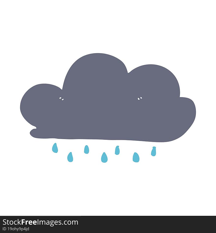 Flat Color Style Cartoon Rain Cloud