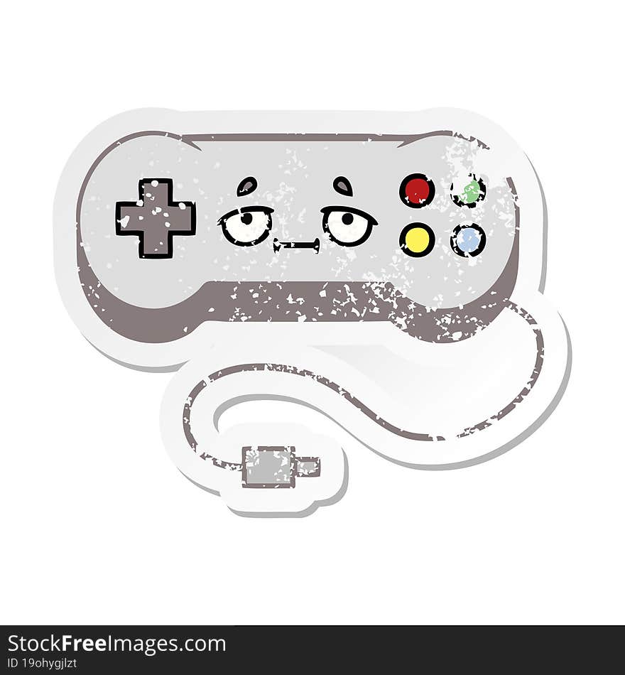 distressed sticker of a cute cartoon game controller