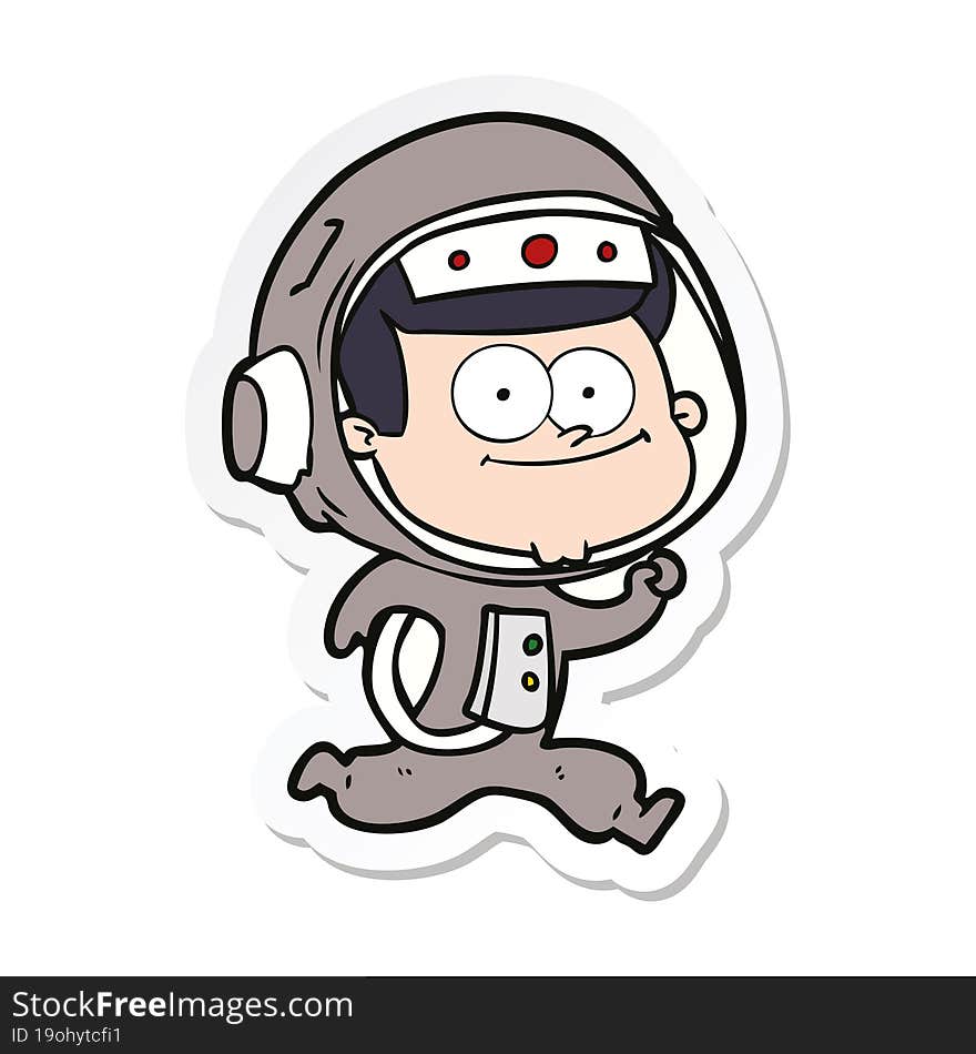 sticker of a happy astronaut cartoon