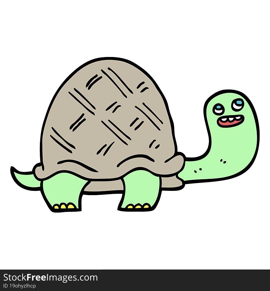 hand drawn doodle style cartoon happy turtle