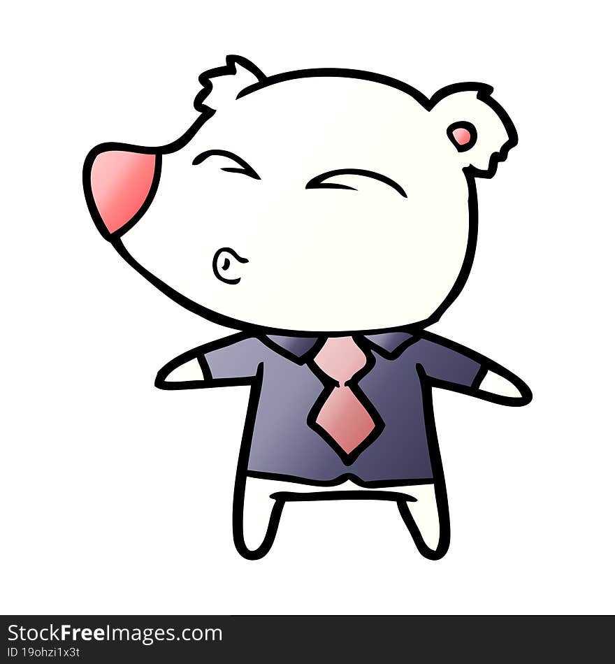 polar bear in shirt and tie cartoon. polar bear in shirt and tie cartoon