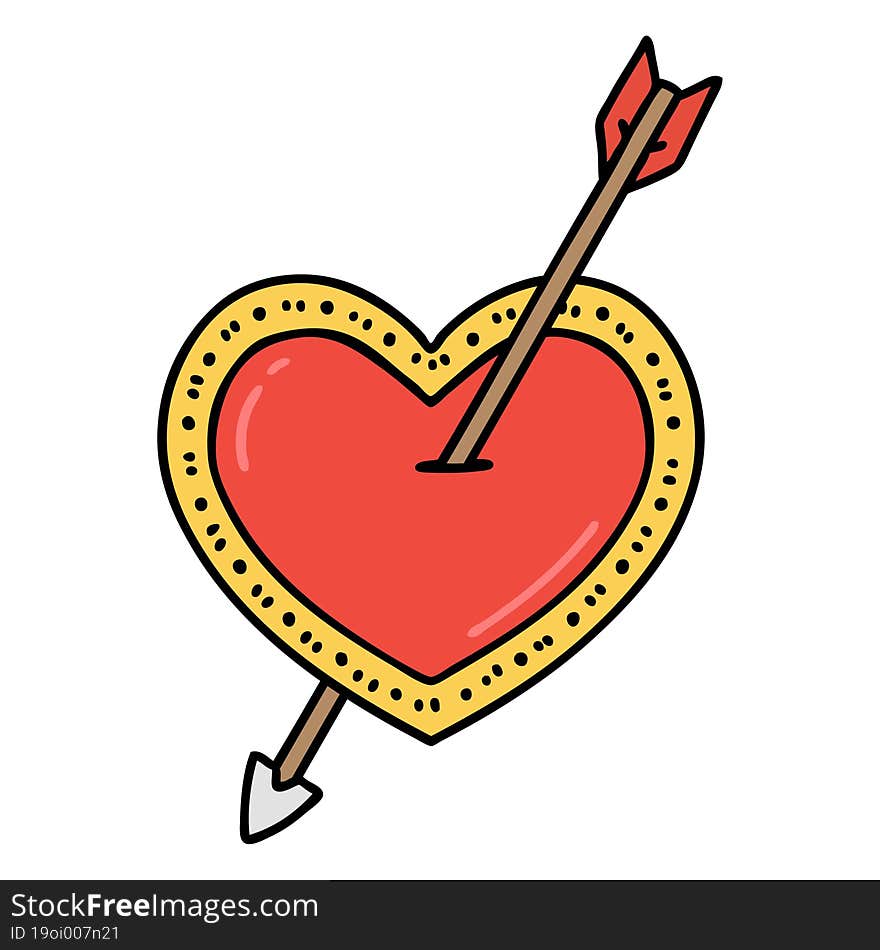 tattoo in traditional style of an arrow and heart. tattoo in traditional style of an arrow and heart