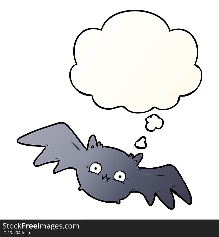 cartoon halloween bat and thought bubble in smooth gradient style