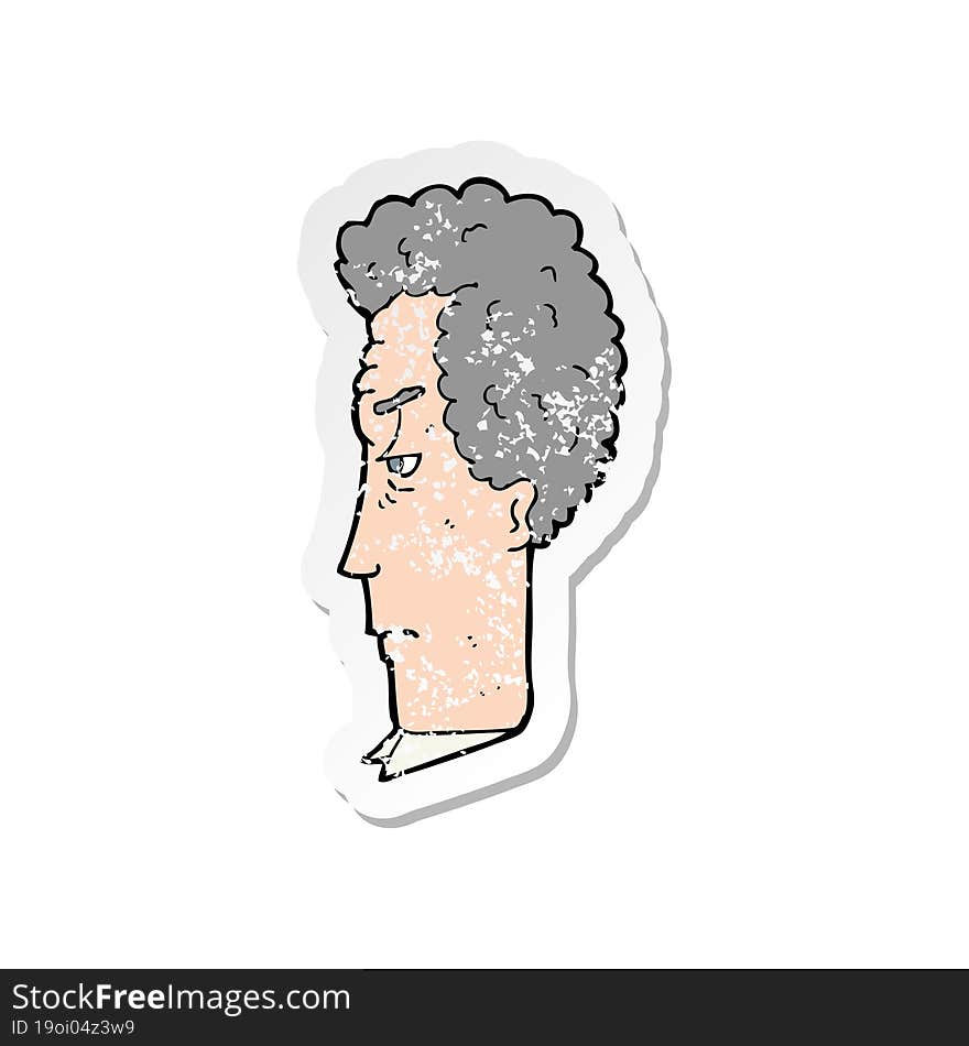 retro distressed sticker of a cartoon grey haired man